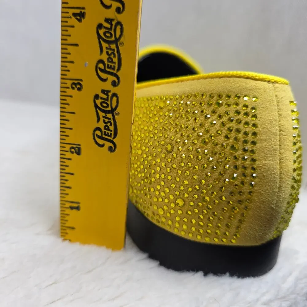 Bright Yellow sz10 Rhinestones allover loafers. Events. Entertainer. Shows Artzy